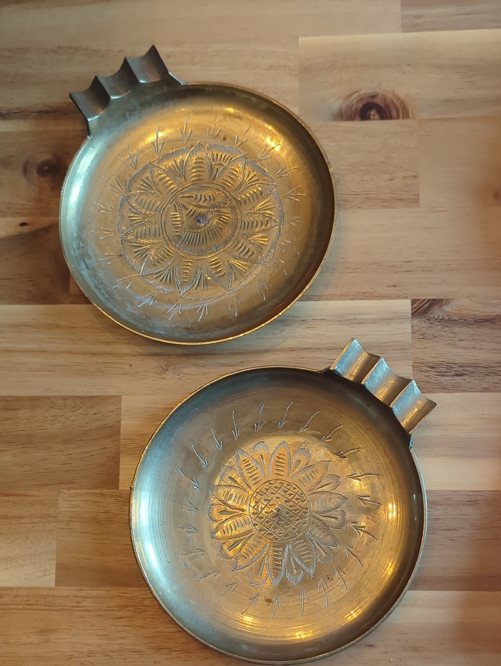 Pair Of Brass Vintage Ashtray/Trinket Holders